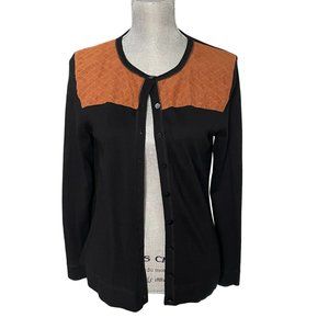 August Silk Heritage - Size Medium - Cardigan Sweater - Black/Brown